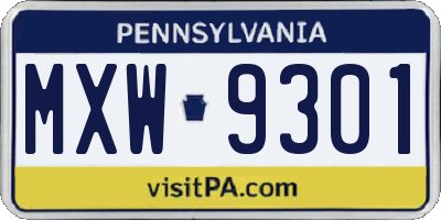 PA license plate MXW9301