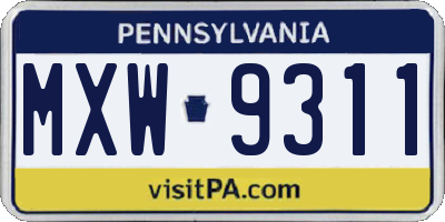 PA license plate MXW9311