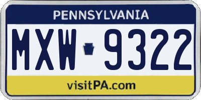 PA license plate MXW9322