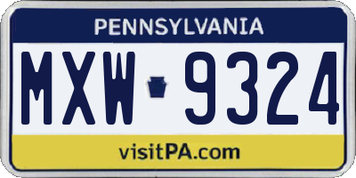 PA license plate MXW9324