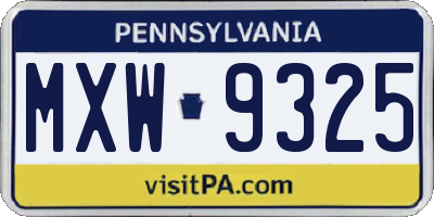 PA license plate MXW9325