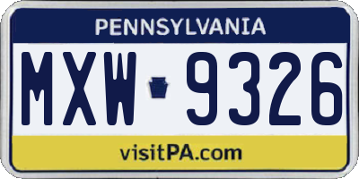 PA license plate MXW9326