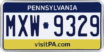 PA license plate MXW9329
