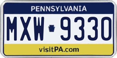 PA license plate MXW9330