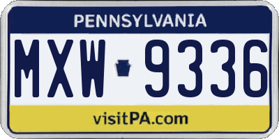 PA license plate MXW9336