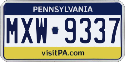 PA license plate MXW9337