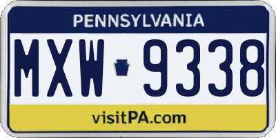 PA license plate MXW9338