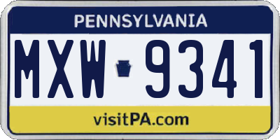 PA license plate MXW9341