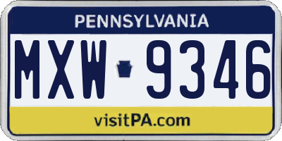 PA license plate MXW9346