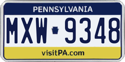 PA license plate MXW9348