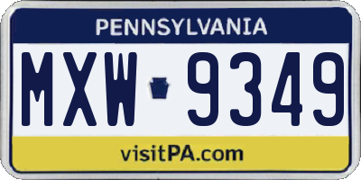 PA license plate MXW9349