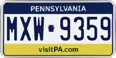 PA license plate MXW9359