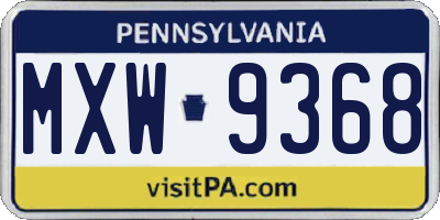 PA license plate MXW9368