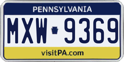 PA license plate MXW9369