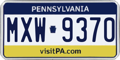 PA license plate MXW9370