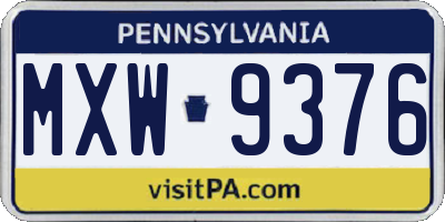 PA license plate MXW9376