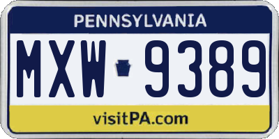PA license plate MXW9389