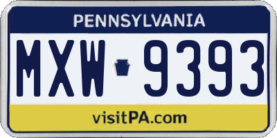 PA license plate MXW9393