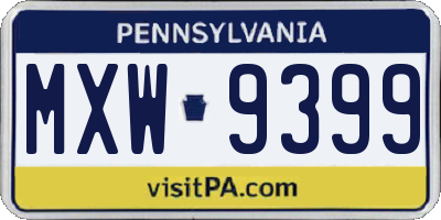 PA license plate MXW9399
