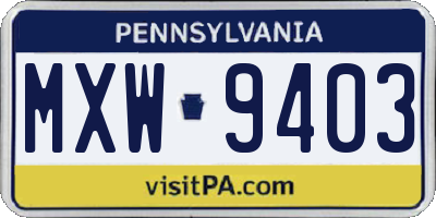 PA license plate MXW9403