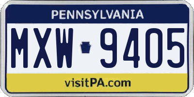 PA license plate MXW9405