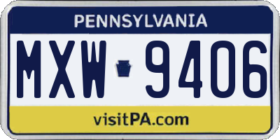 PA license plate MXW9406
