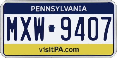 PA license plate MXW9407