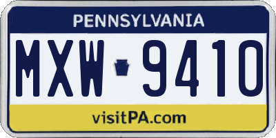 PA license plate MXW9410