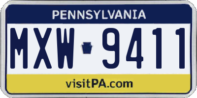PA license plate MXW9411
