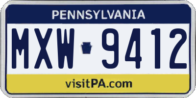 PA license plate MXW9412