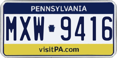 PA license plate MXW9416