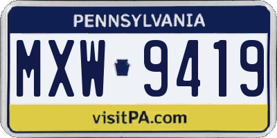 PA license plate MXW9419