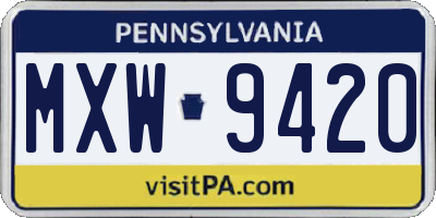 PA license plate MXW9420