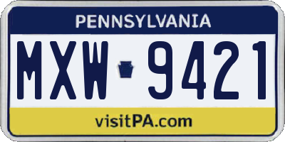 PA license plate MXW9421
