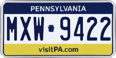 PA license plate MXW9422