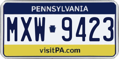 PA license plate MXW9423