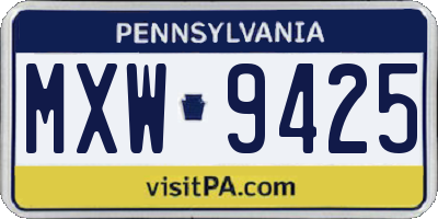 PA license plate MXW9425