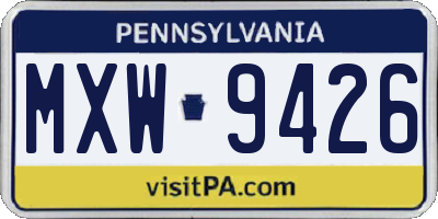 PA license plate MXW9426