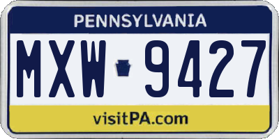 PA license plate MXW9427
