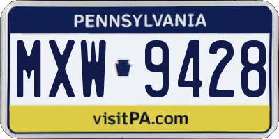 PA license plate MXW9428