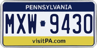 PA license plate MXW9430
