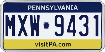 PA license plate MXW9431