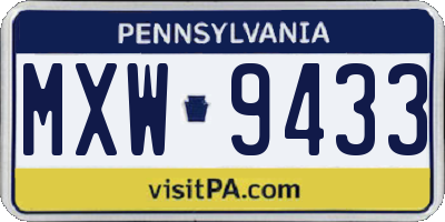 PA license plate MXW9433