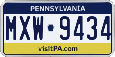 PA license plate MXW9434