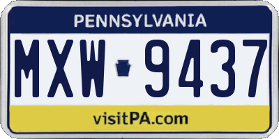 PA license plate MXW9437