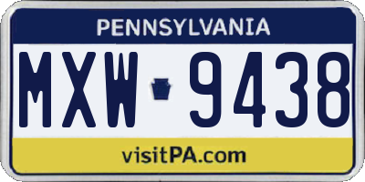 PA license plate MXW9438