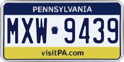 PA license plate MXW9439