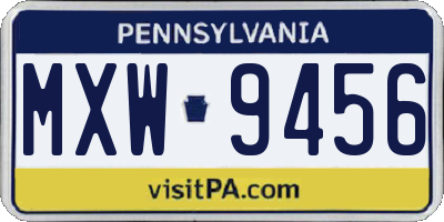PA license plate MXW9456