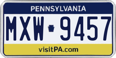 PA license plate MXW9457
