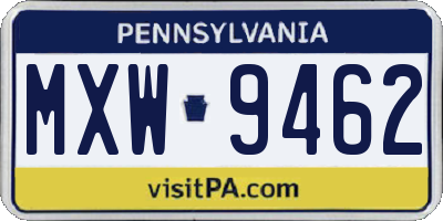 PA license plate MXW9462